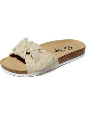 Women's Glitterlinen Cute Bow Tie Knot On Top Strap Comfy Slip On Slide Sandals